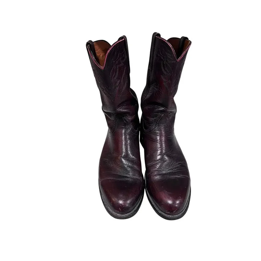 Lucchese 2000 Mens Western Boots Cherry Leather Cowboy USA 10D T0083C2